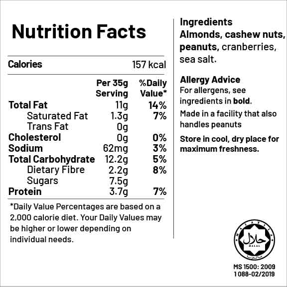 Cranberries & Nuts Trail Mix (Sea Salt)